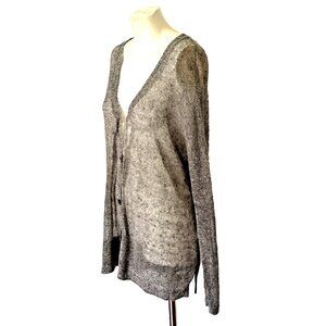 EILEEN FISHER L Italian Yarn MOTHER OF PEARL Buttons Cardigan Sweater Minimalist